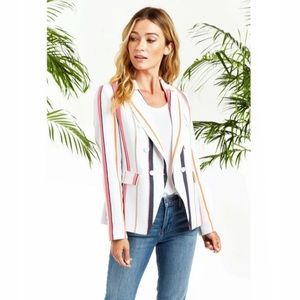 Anthropologie DREW Multicolor Neon & Glitter Stripe  Double Breasted Blazer NWT